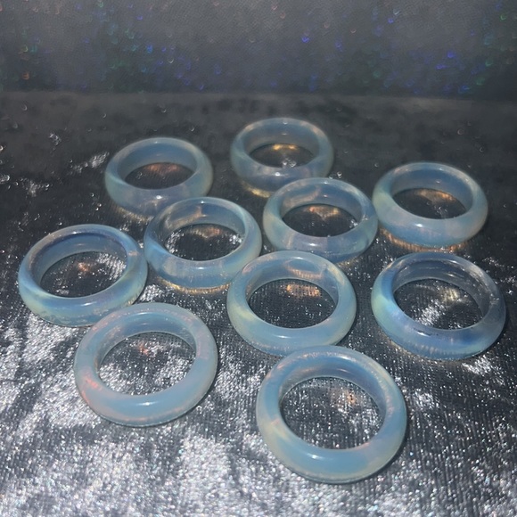 Opal ring bands opalite clear shiny milky healing crystal rock opalite ring band - Picture 14 of 17